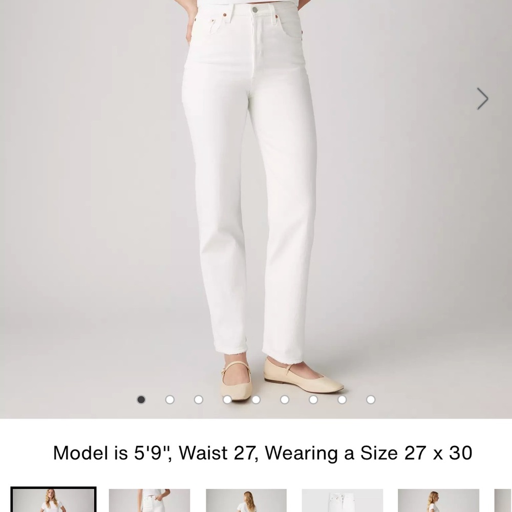 Levi’s Premium Ribcage Straight Ankle Jeans, White, Sz 29